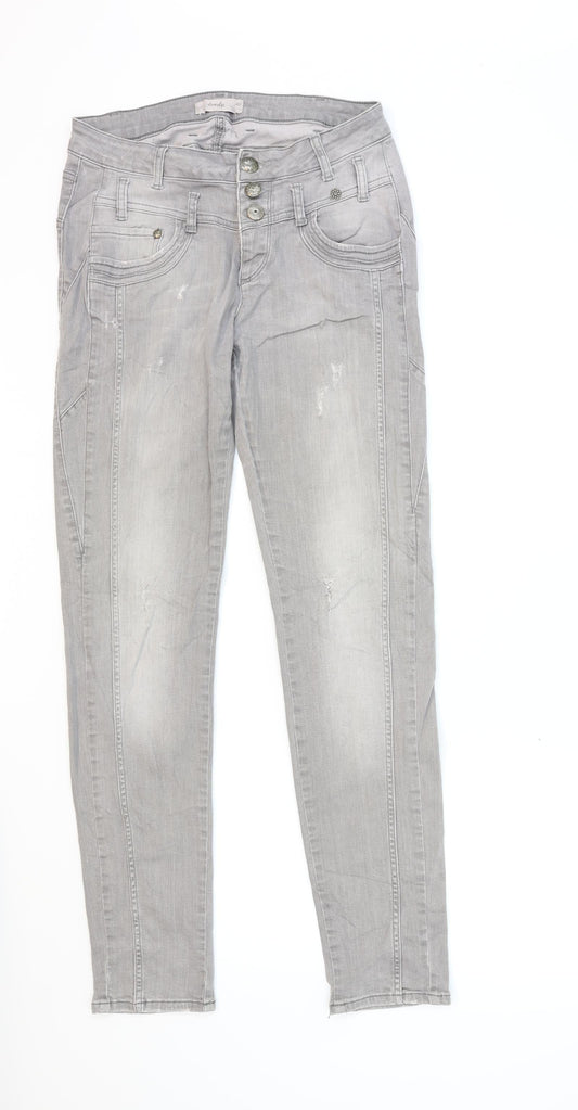 TREDY Womens Grey  Denim Skinny Jeans Size 12 L30 in