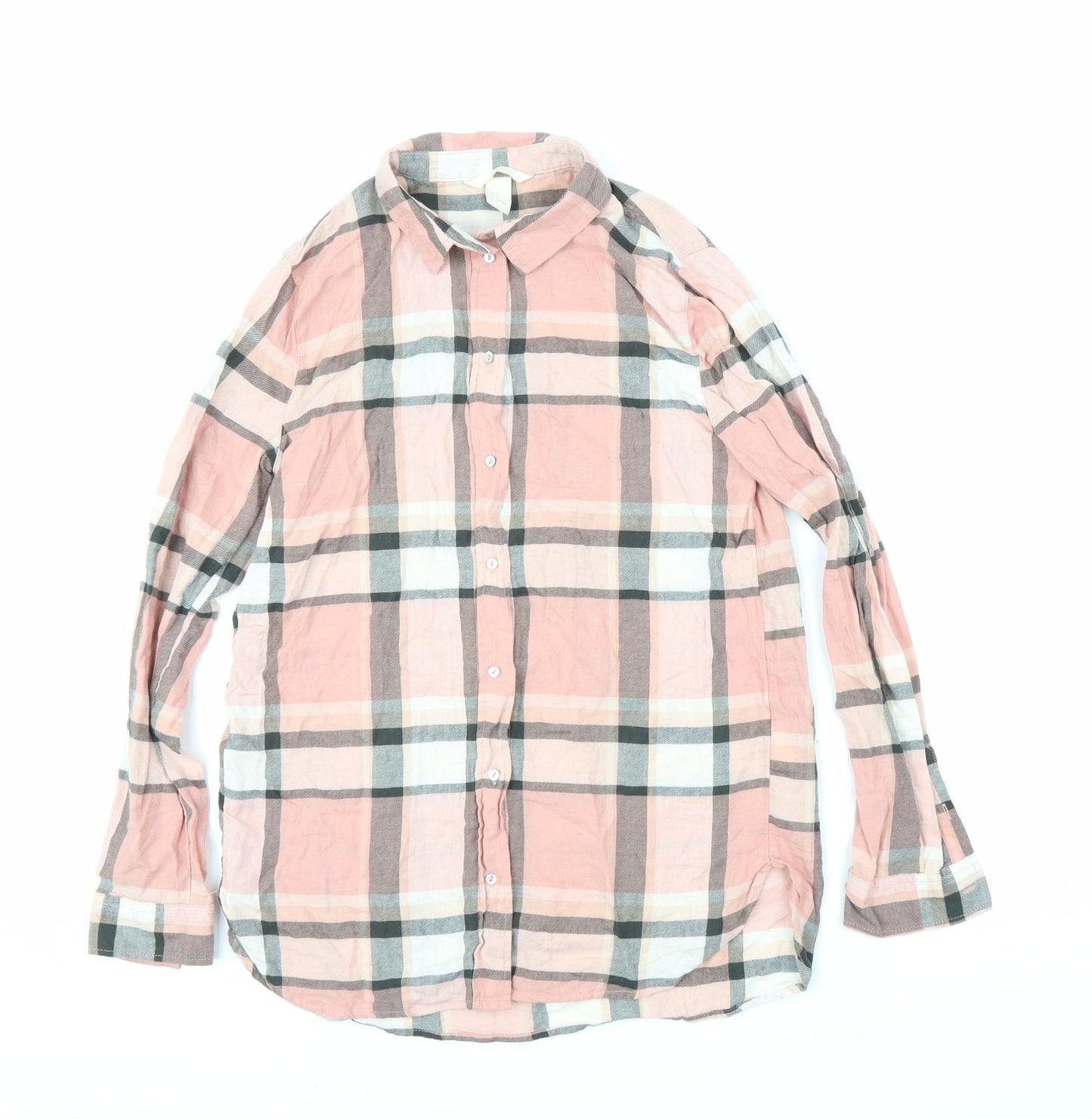 H&M Womens Pink Plaid  Basic Button-Up Size 4
