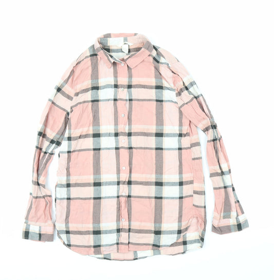 H&M Womens Pink Plaid  Basic Button-Up Size 4
