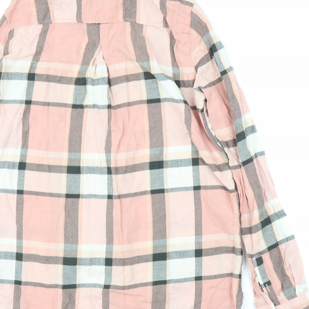 H&M Womens Pink Plaid  Basic Button-Up Size 4