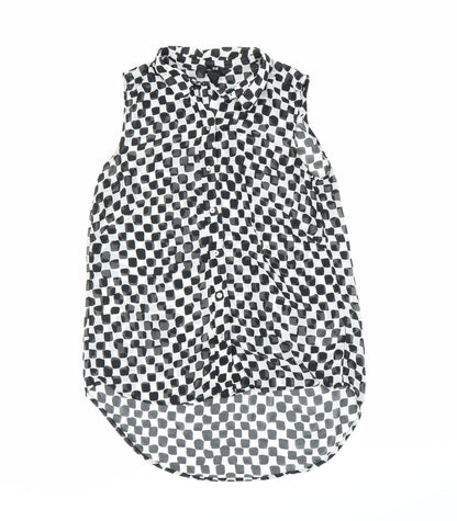 Preloved H&M Womens Black Check  Basic Button-Up Size 6 - Front