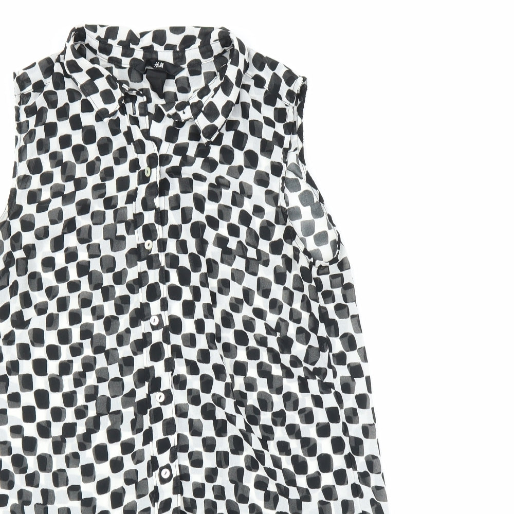 H&M Womens Black Check  Basic Button-Up Size 6