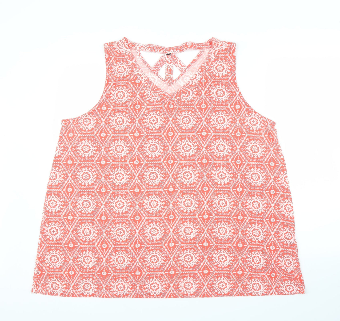 Preworn Womens Red Geometric  Basic Blouse Size XL