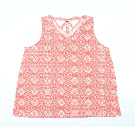 Preworn Womens Red Geometric  Basic Blouse Size XL