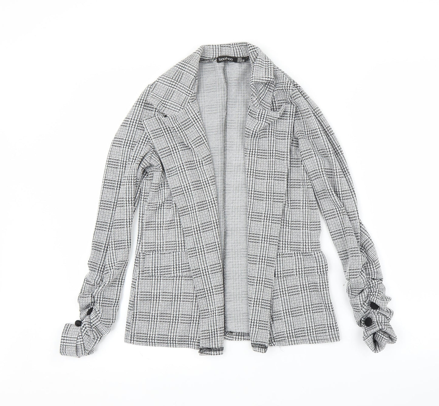 Boohoo Womens Grey Houndstooth  Cardigan Jumper Size 8