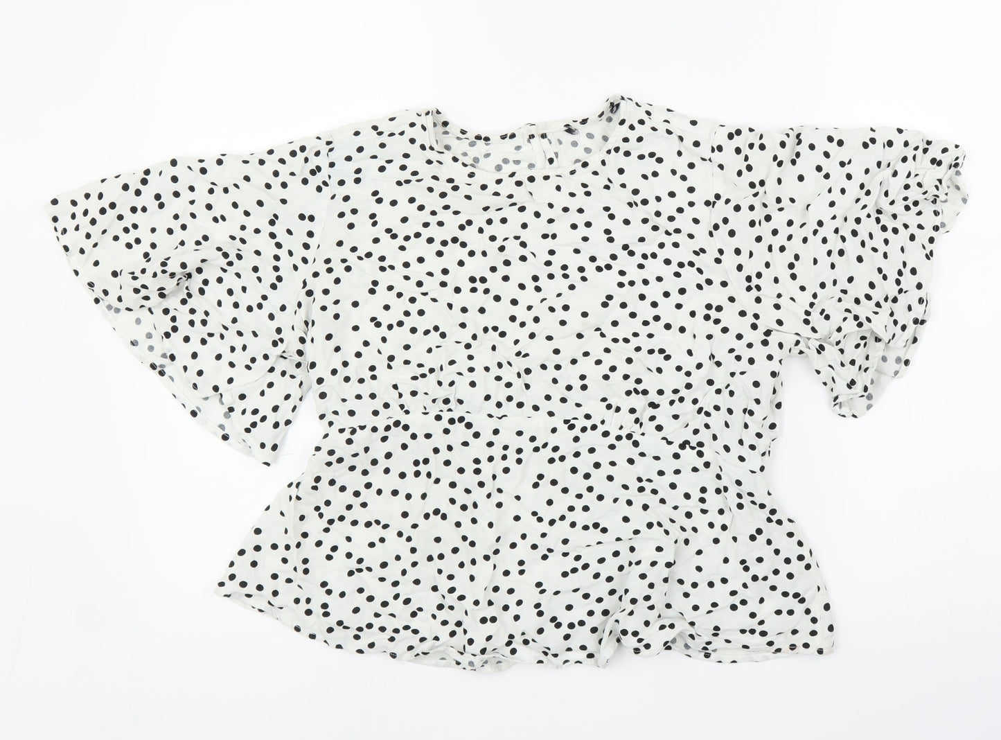 Preworn Womens White Polka Dot  Basic Blouse Size M