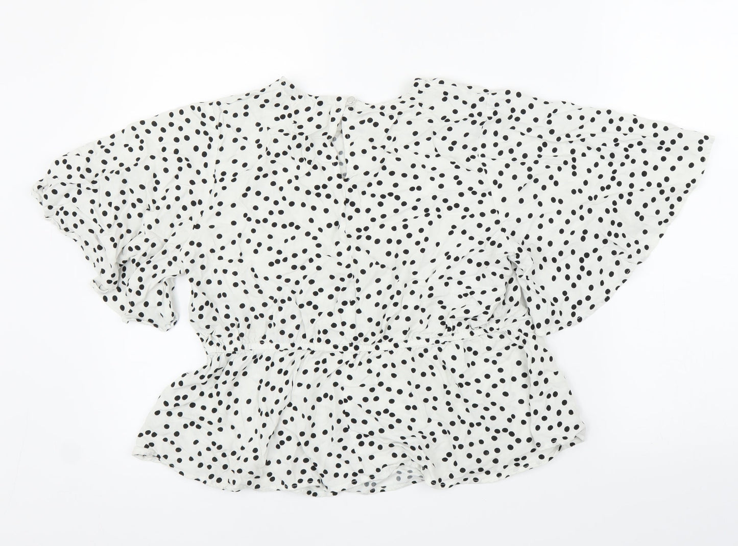 Preworn Womens White Polka Dot  Basic Blouse Size M