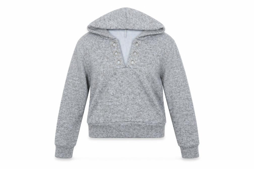Misspap Womens Grey   Pullover Hoodie Size M  - Croped