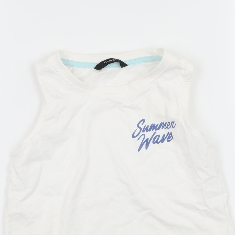 George Boys White  Jersey Basic Tank Size 4-5 Years  - Summer Wave