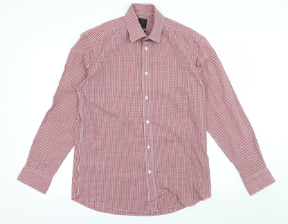 Taylor & Wright Mens Red Check   Button-Up Size 15