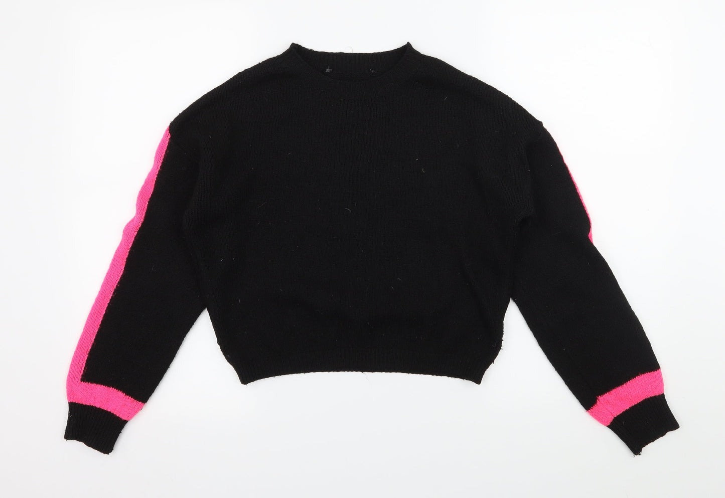 Primark Womens Black Striped Knit Pullover Jumper Size 6