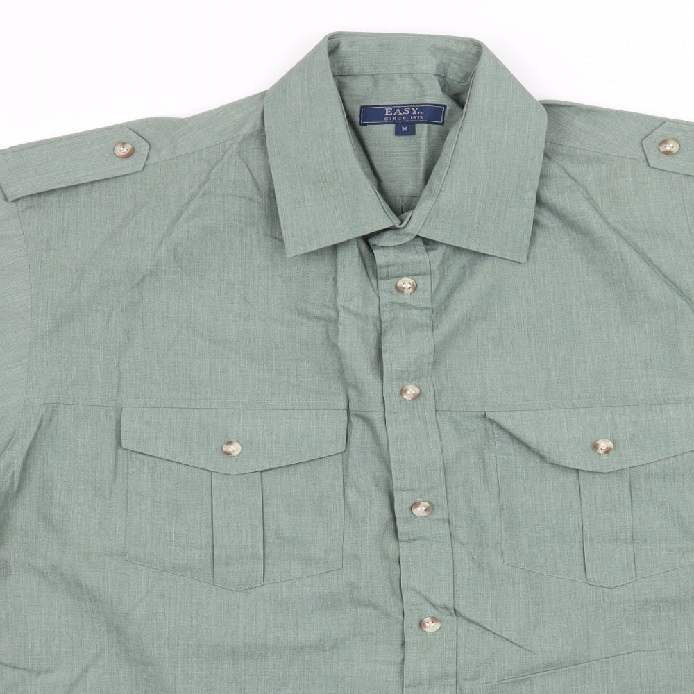 Easy Mens Green    Button-Up Size M
