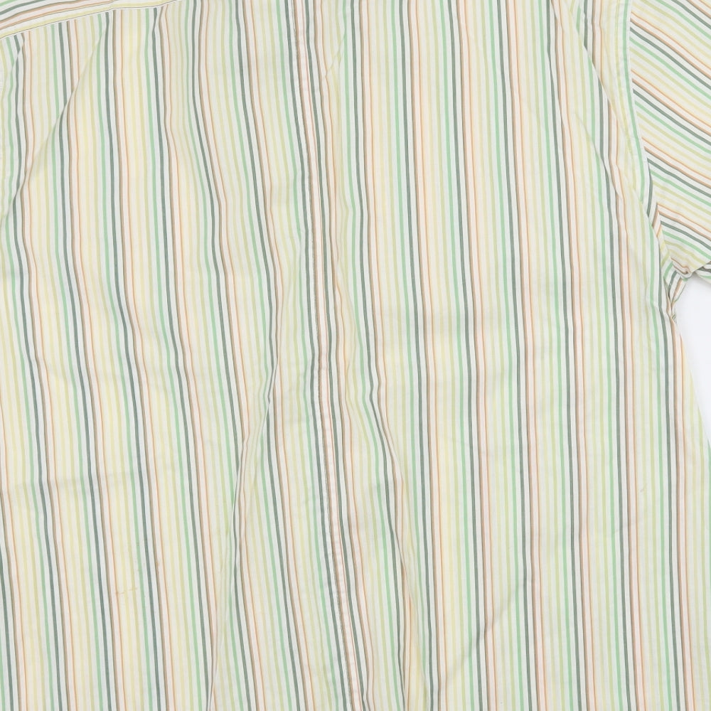 Easy Mens Yellow Striped   Button-Up Size M