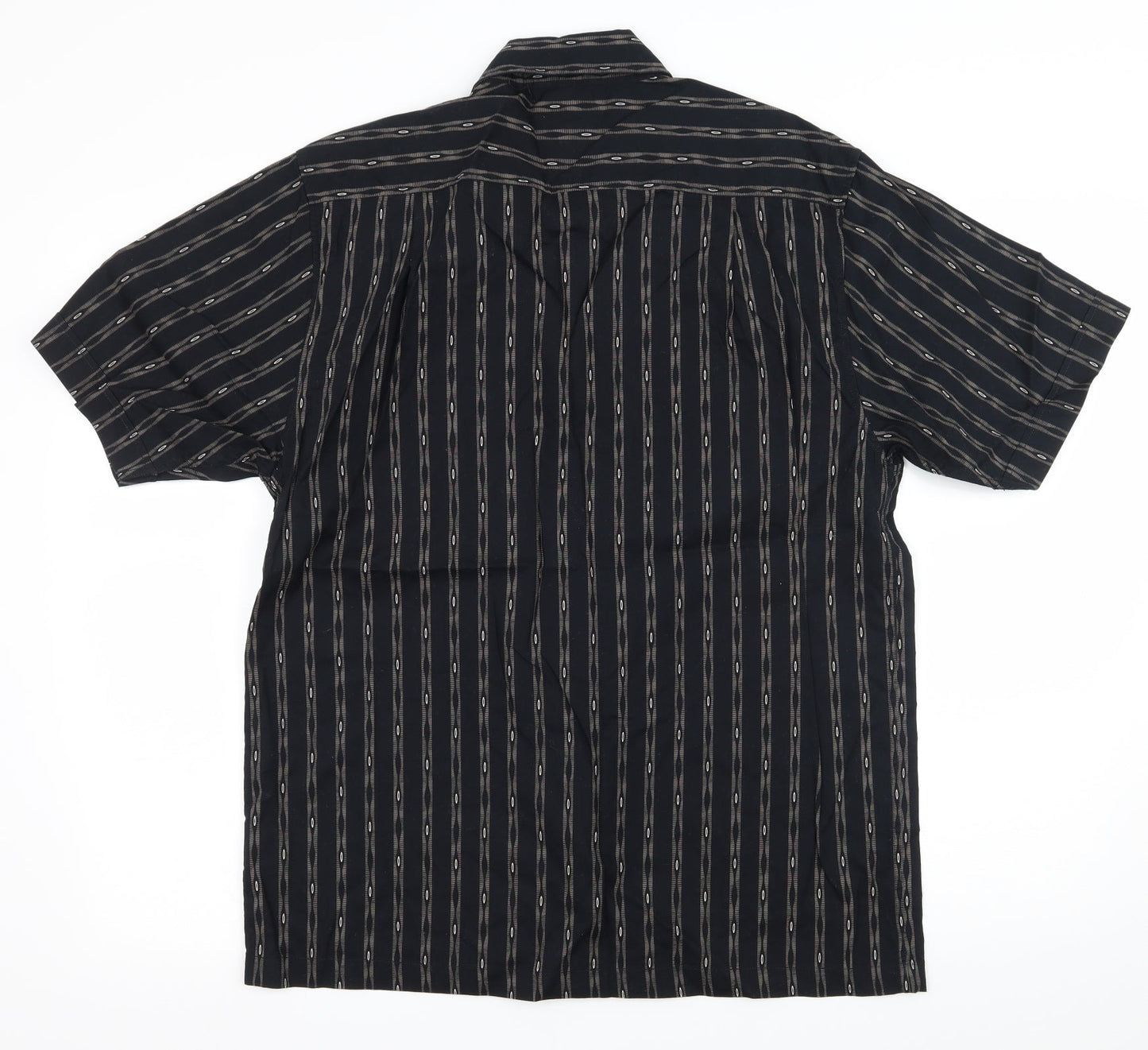 Easy Mens Black Striped   Button-Up Size M