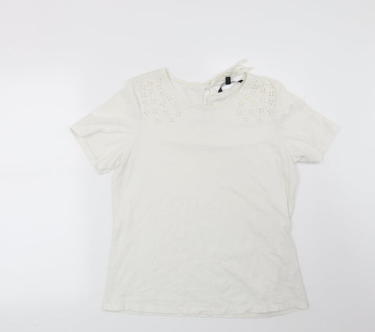 Bonmarché Womens White Geometric  Basic T-Shirt Size 10