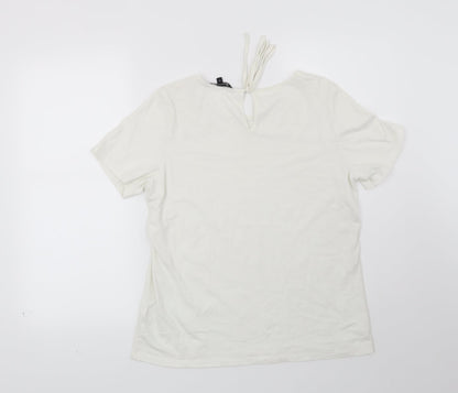 Preloved Bonmarché Womens White Geometric  Basic T-Shirt Size 10 - Back