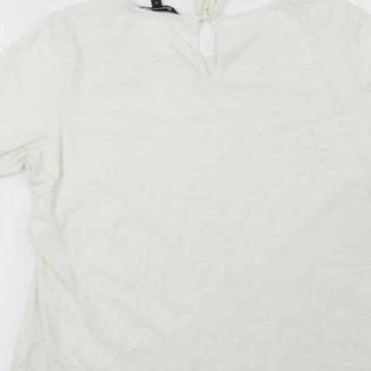 Preloved Bonmarché Womens White Geometric  Basic T-Shirt Size 10 - Label