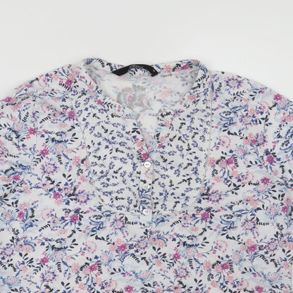 Preloved Bonmarché Womens White Floral  Basic Blouse Size 10 - Detail