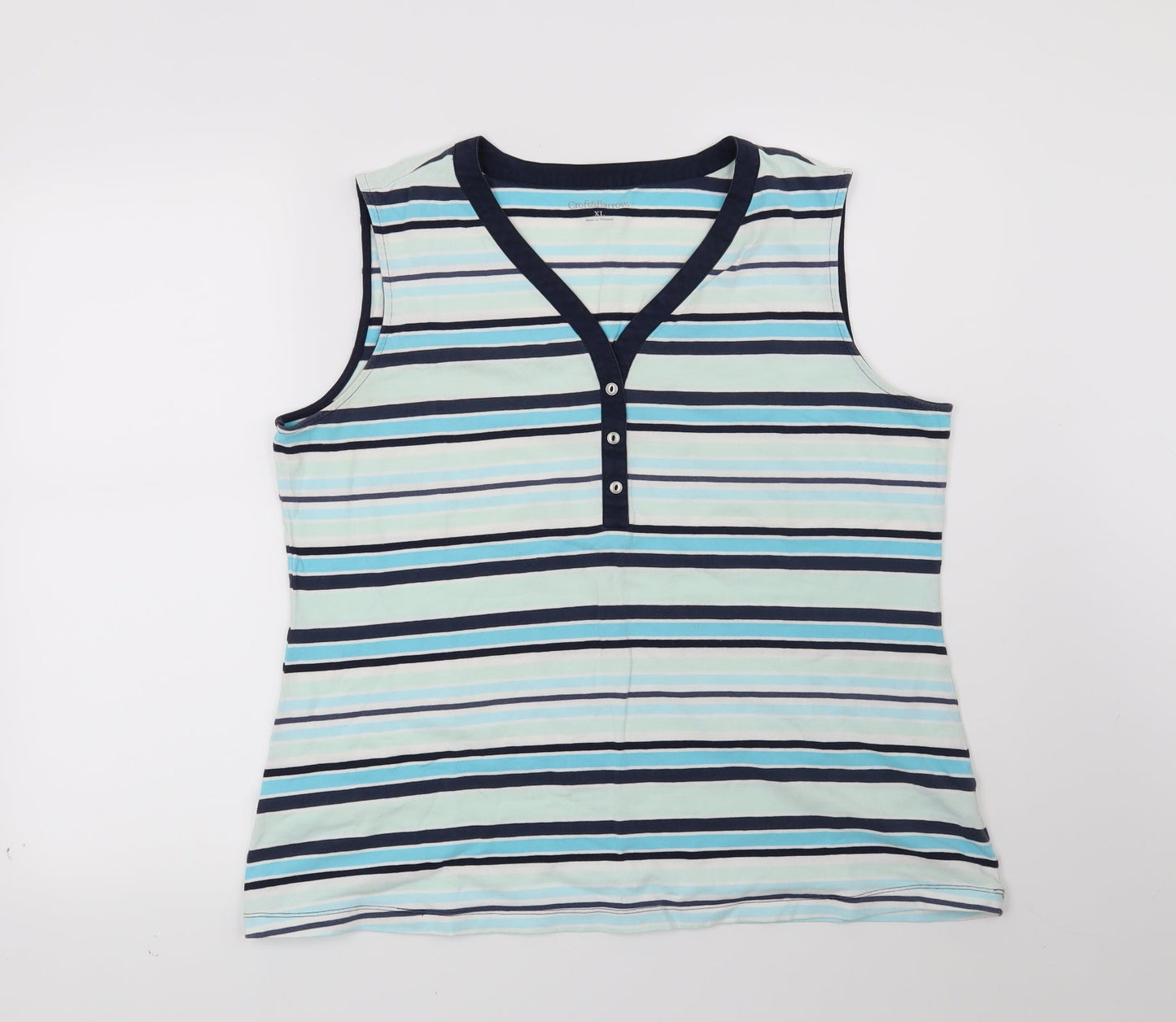 Croft & Barrow Womens Blue Striped  Basic Blouse Size XL