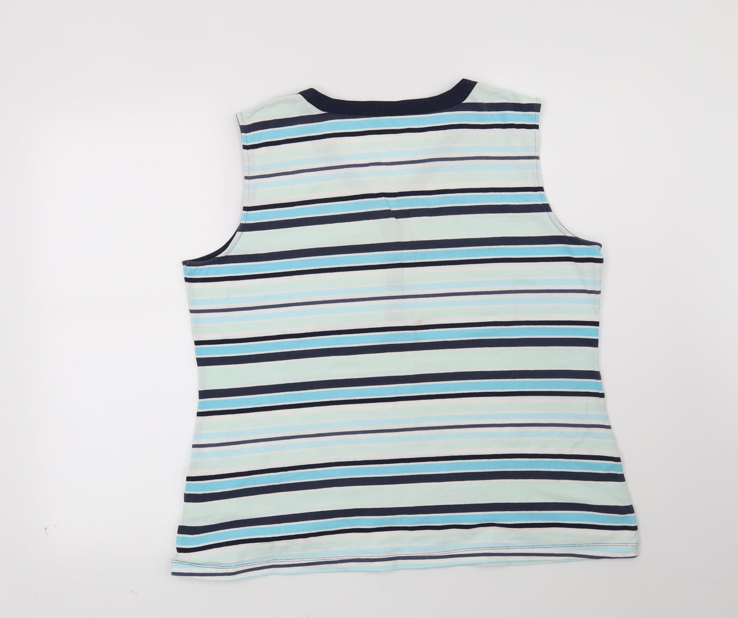 Croft & Barrow Womens Blue Striped  Basic Blouse Size XL