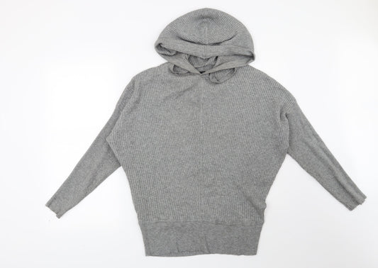 F&F Womens Grey Striped  Pullover Hoodie Size 12