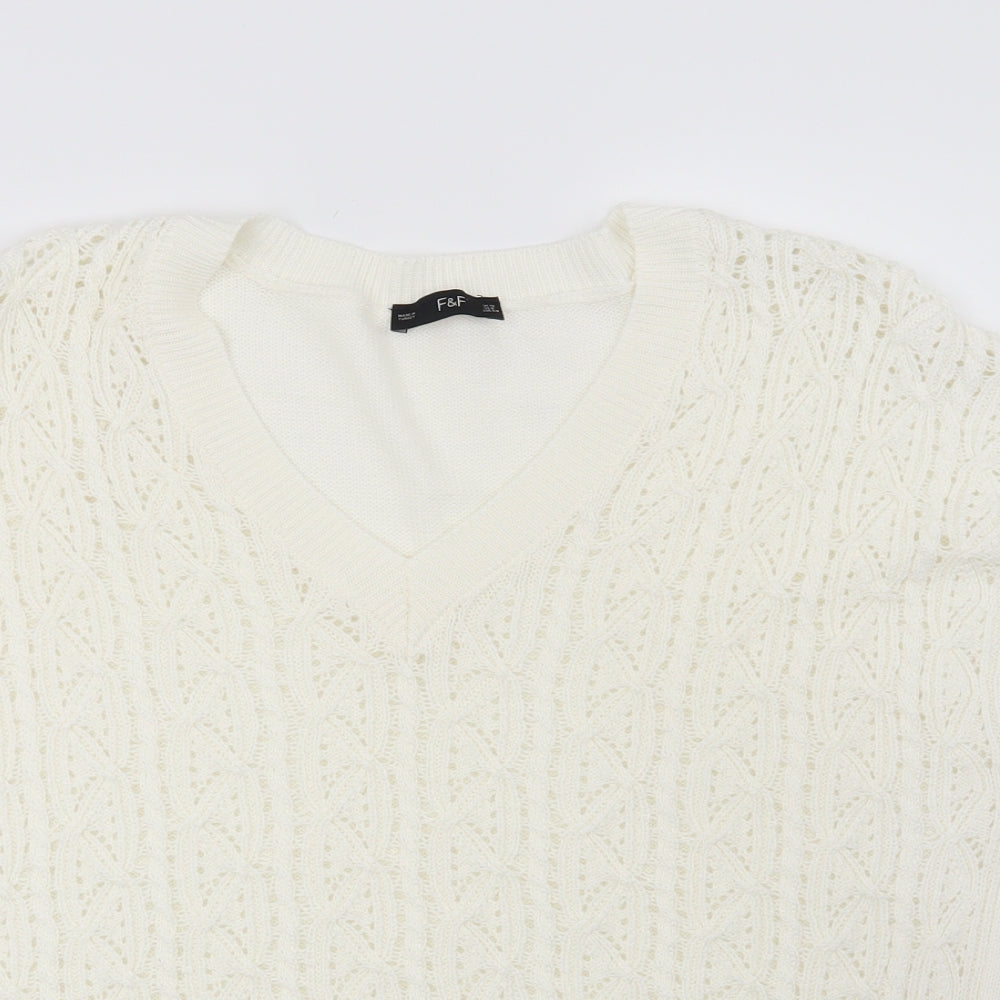 F&F Womens White   Pullover Jumper Size 12