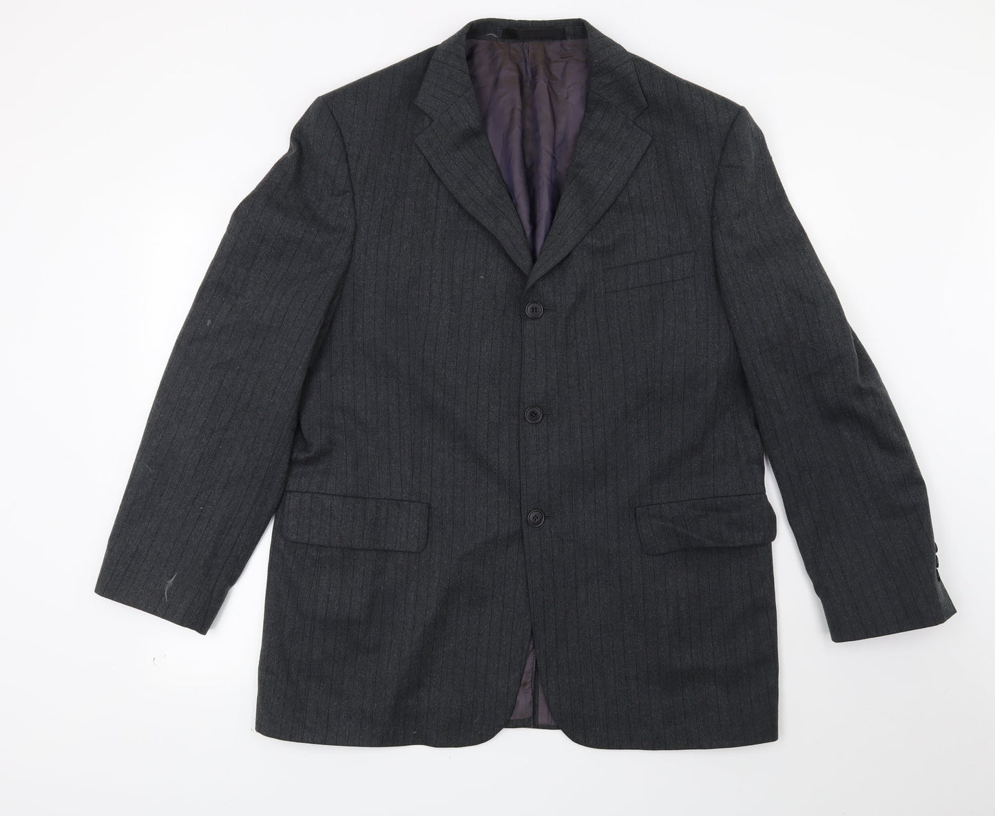 Marks and Spencer Mens Grey Striped  Jacket Suit Jacket Size 42