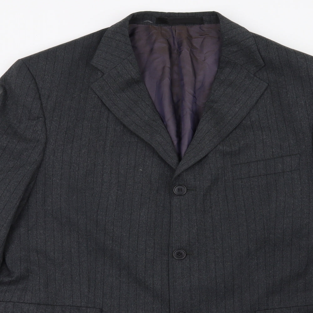 Marks and Spencer Mens Grey Striped  Jacket Suit Jacket Size 42