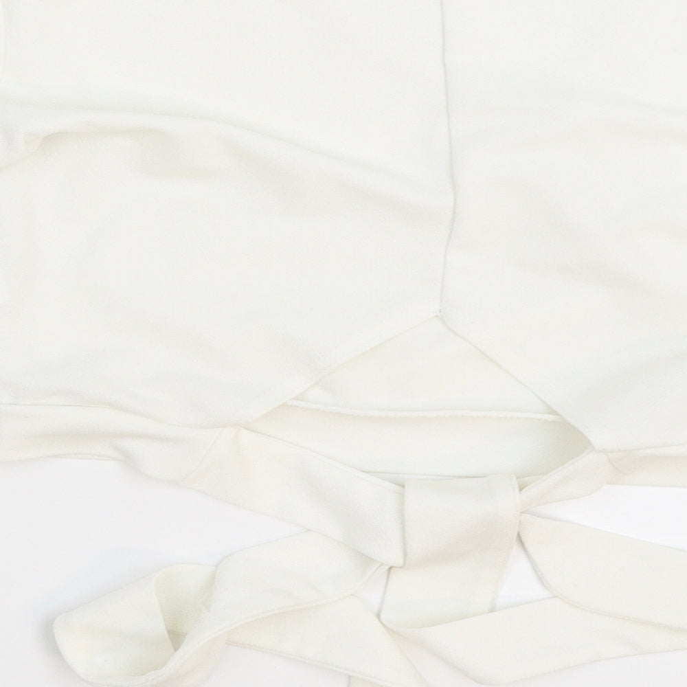 Premier Glam Womens White   Cropped Blouse Size 10