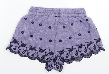 Preloved Topshop Womens Purple Check  Sweat Shorts Size 8 - Back