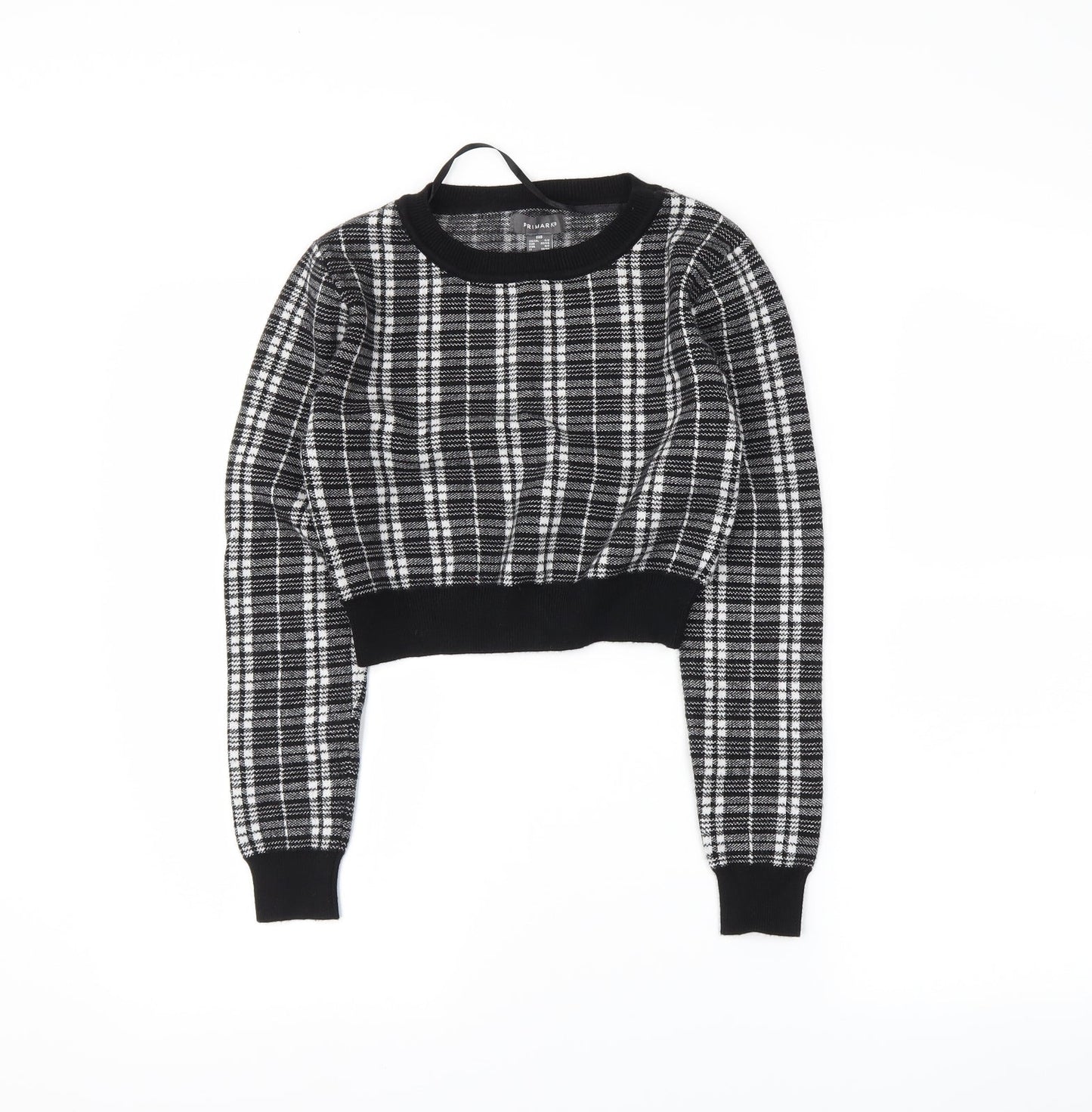Primark Womens Black Plaid  Pullover Jumper Size 2XS