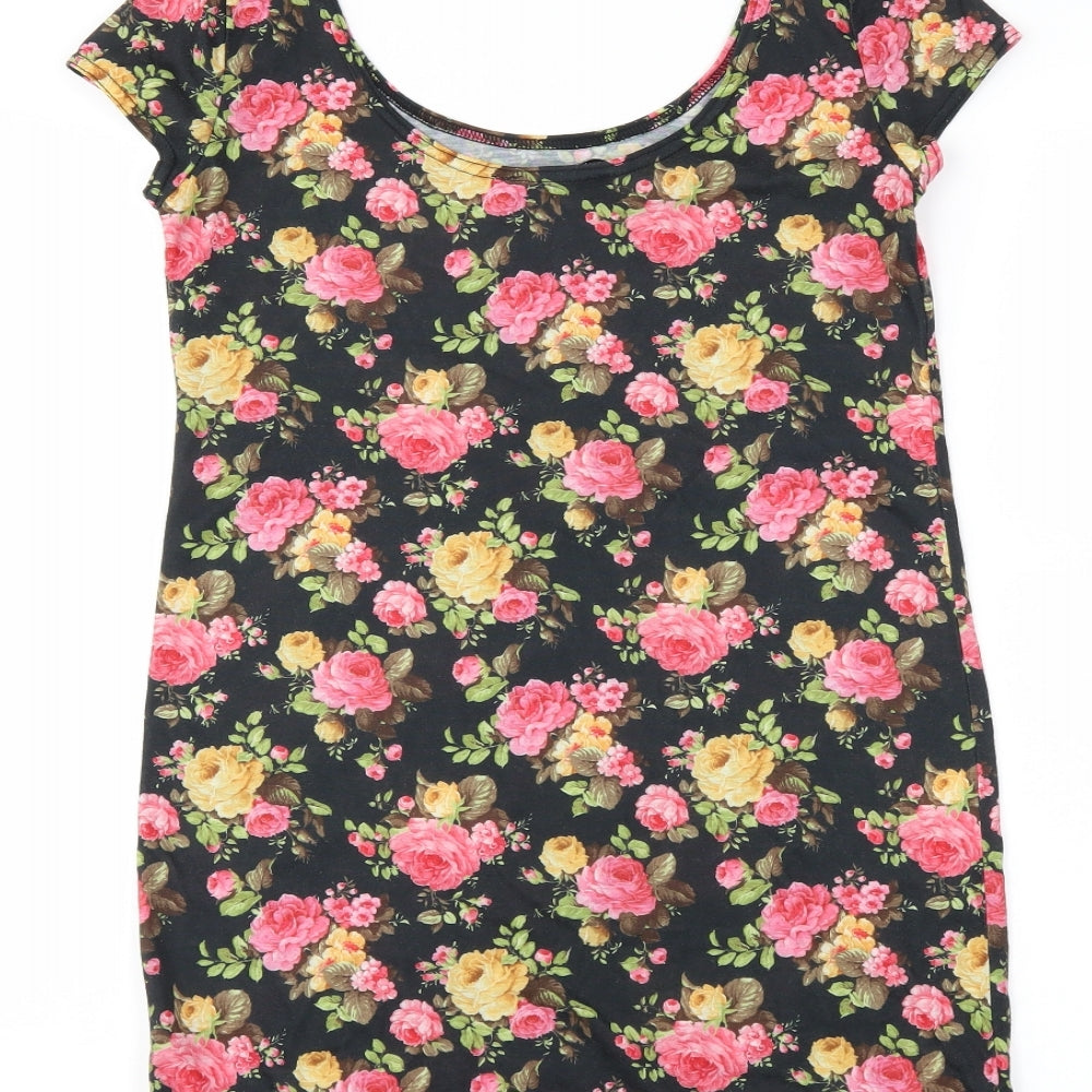 newlook Womens Black Floral  Basic T-Shirt Size 10