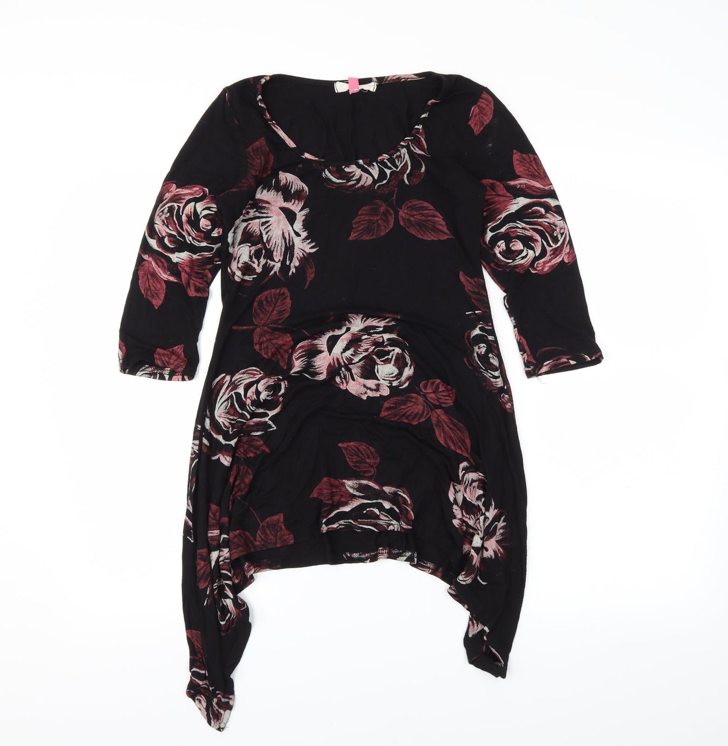 Miso Womens Black Floral  Basic Blouse Size 10