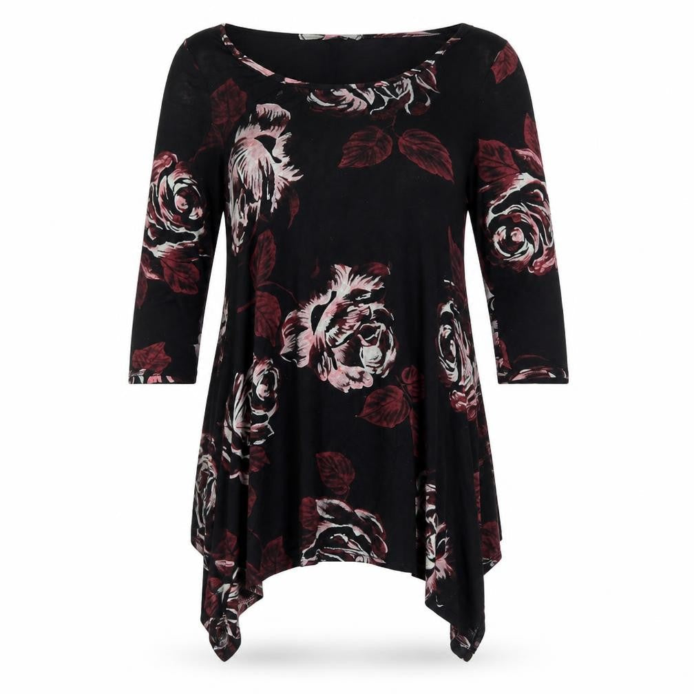 Miso Womens Black Floral  Basic Blouse Size 10