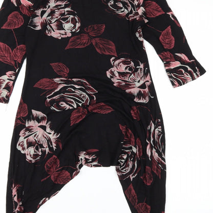 Miso Womens Black Floral  Basic Blouse Size 10