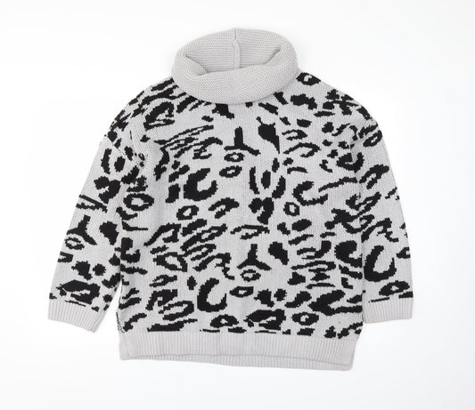 Preworn Womens Grey Animal Print  Pullover Jumper Size L
