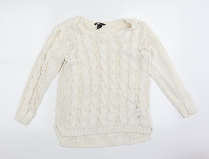Preloved H&M Womens White  Knit Pullover Jumper Size S - Front
