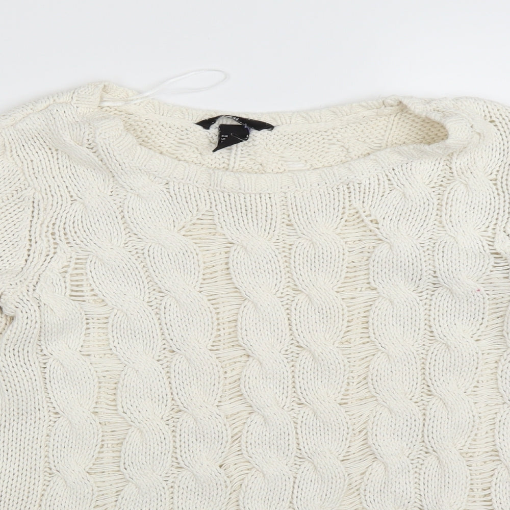 H&M Womens White  Knit Pullover Jumper Size S
