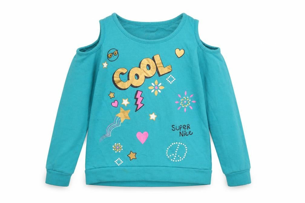 Kidtopia Girls Blue   Pullover Jumper Size 7-8 Years  - Shoulder cut out