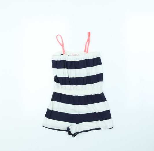 Miss Evie  Girls White Striped  Playsuit One-Piece Size 7 Years