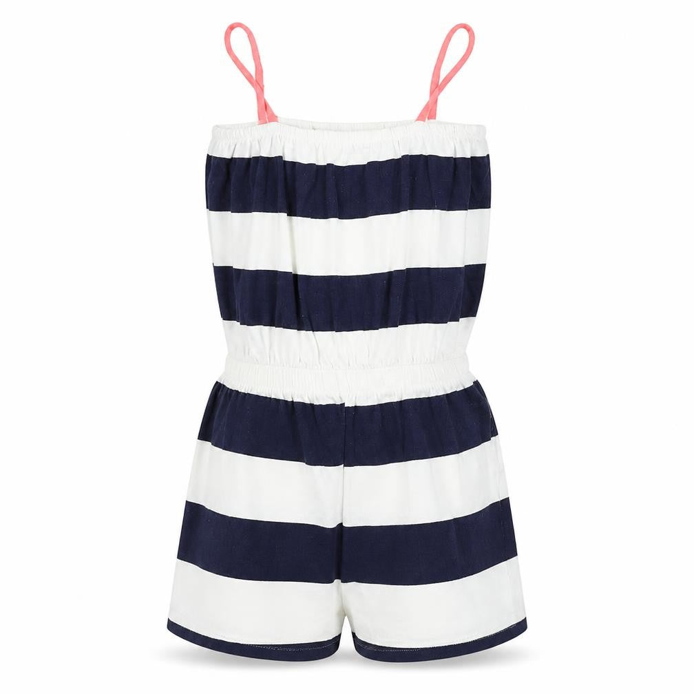 Miss Evie  Girls White Striped  Playsuit One-Piece Size 7 Years