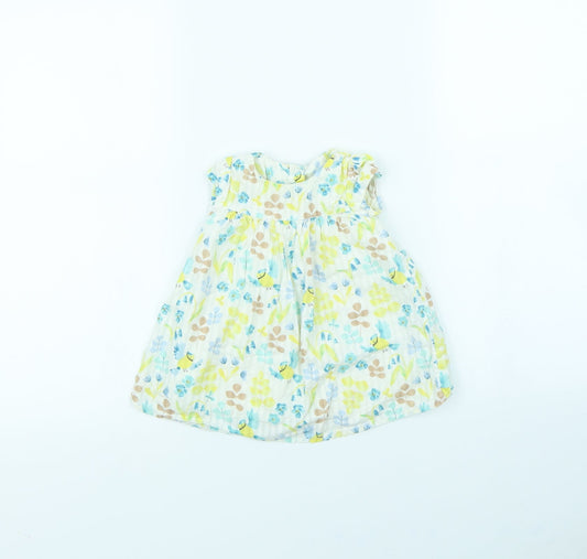 M&S Girls Yellow Floral  Fit & Flare  Size 3-6 Months