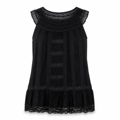 Warehouse Womens Black   Basic Blouse Size 12  - lace outer