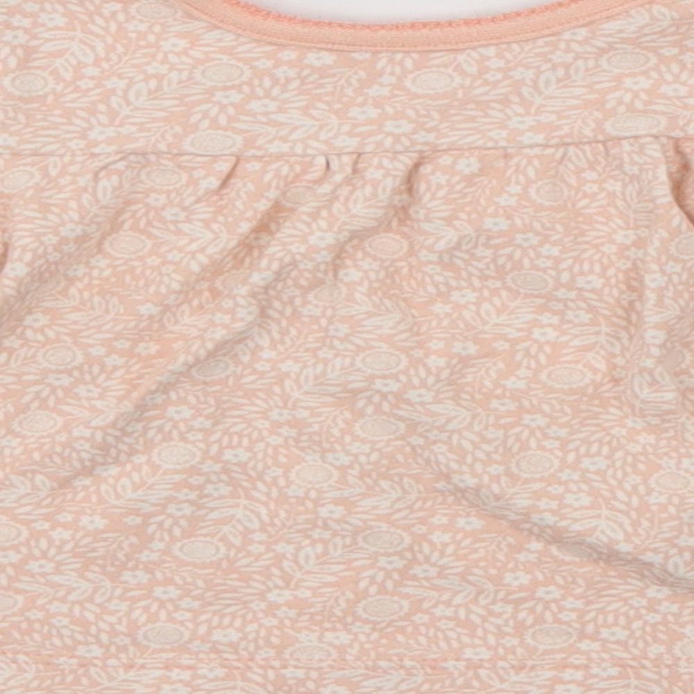 George Girls Orange Floral  T-Shirt Dress  Size 3-6 Months