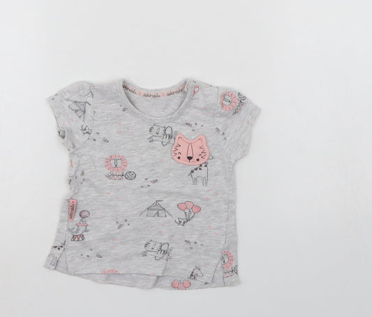 George Baby Grey Animal Print  Basic T-Shirt Size 0-3 Months