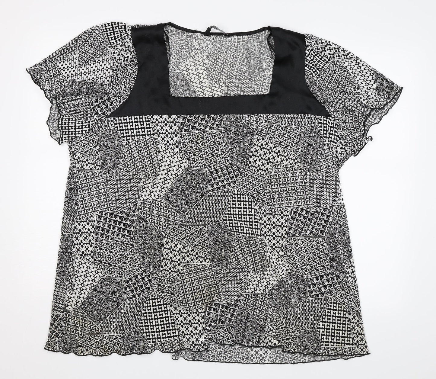BM Womens Black Geometric  Basic Blouse Size XL
