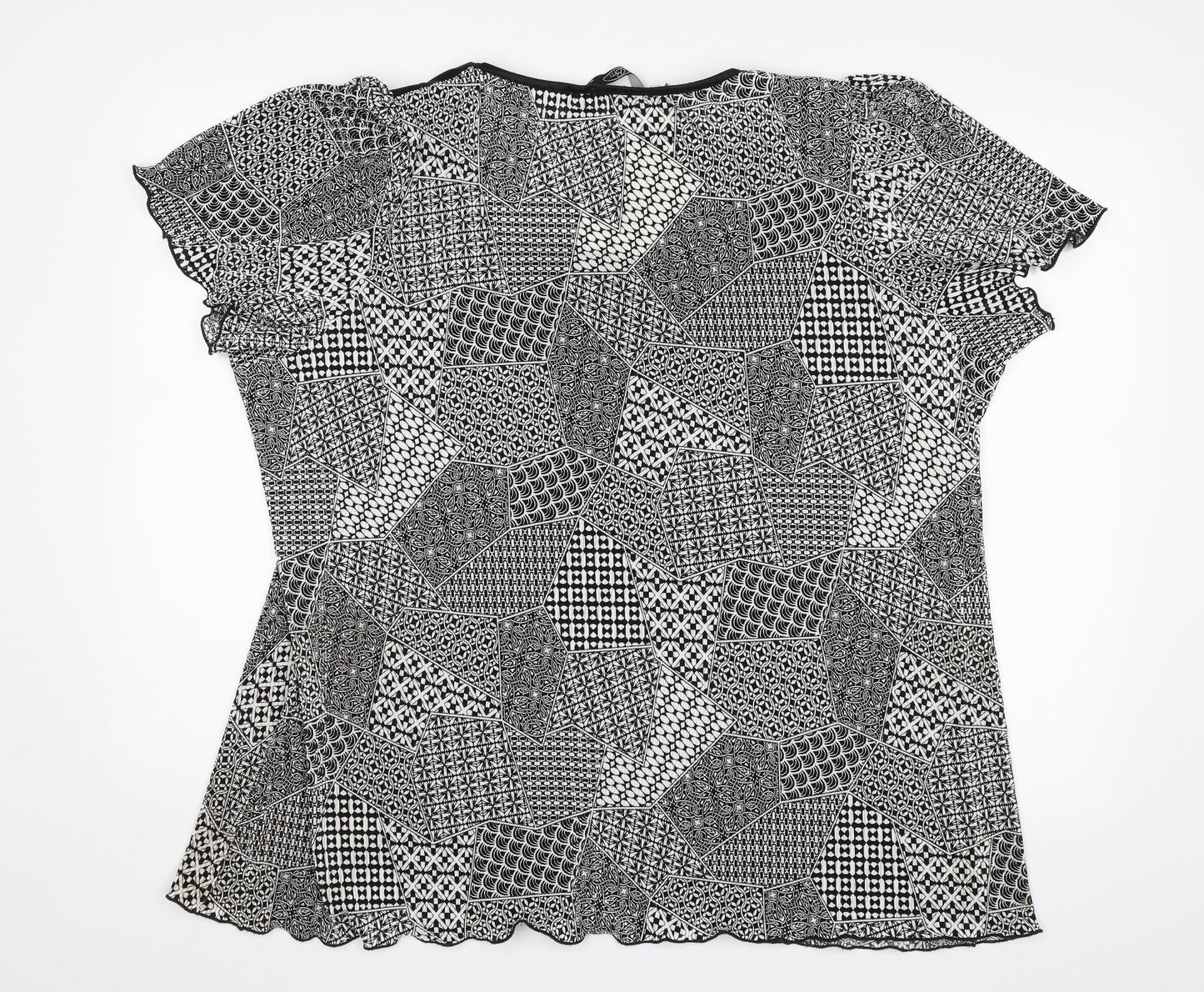 BM Womens Black Geometric  Basic Blouse Size XL