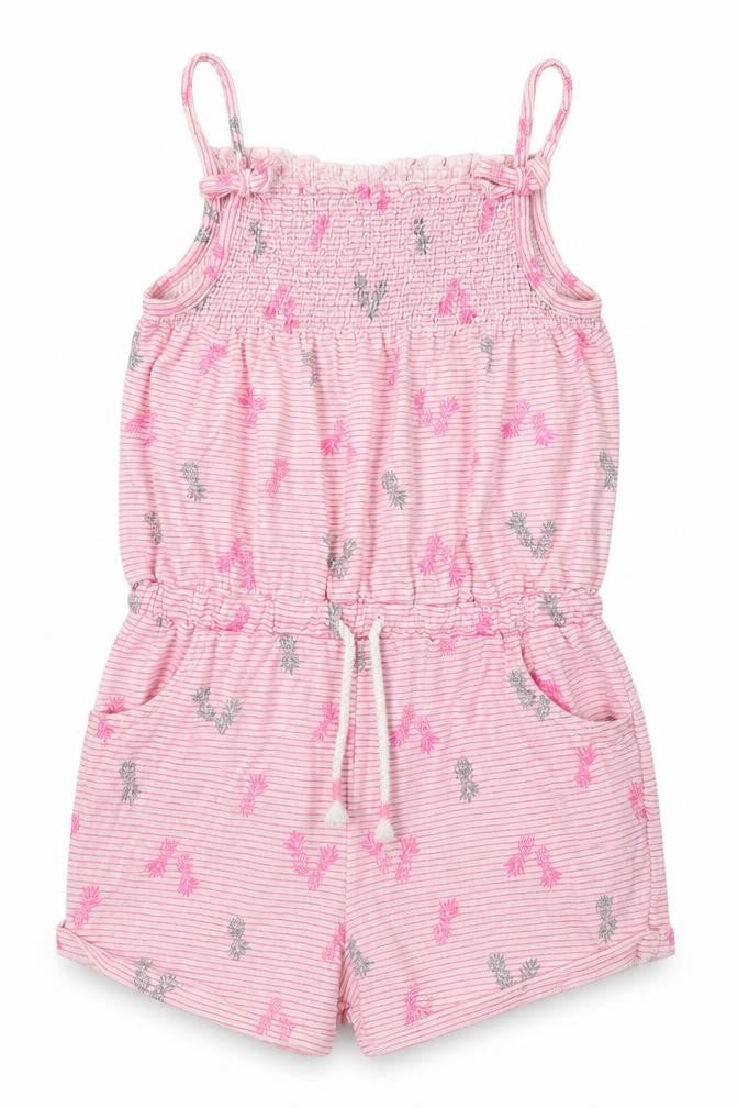 F&F Girls Pink Floral  Romper One-Piece Size 4-5 Years  - Pineapples