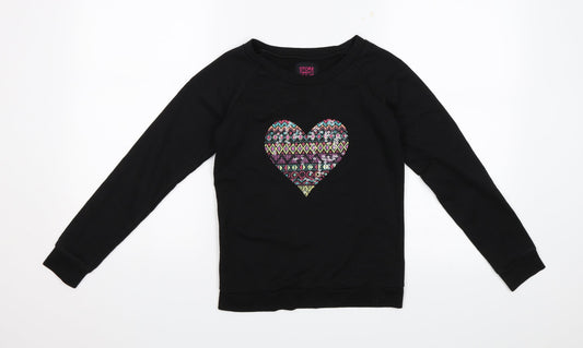 Store Twenty One Girls Black   Pullover Jumper Size 10 Years  - Heart