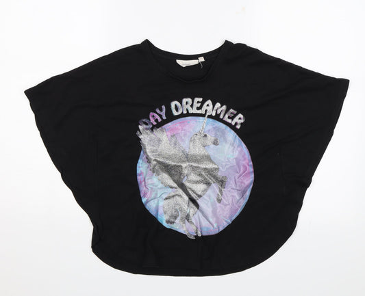 Tammy Girl Girls Black   Basic T-Shirt Size 10-11 Years  - Unicorn Day Dreamer